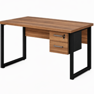 Mesa Escritório PÉ QUADRO - 1,20x0,60m - C/ Gavetas - NOGAL SEVILHA/PRETO - 24471