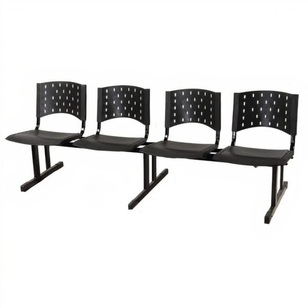 Cadeira Longarina PLASTICA 4 Lugares - Cor Preta - REALPLAST - 33007