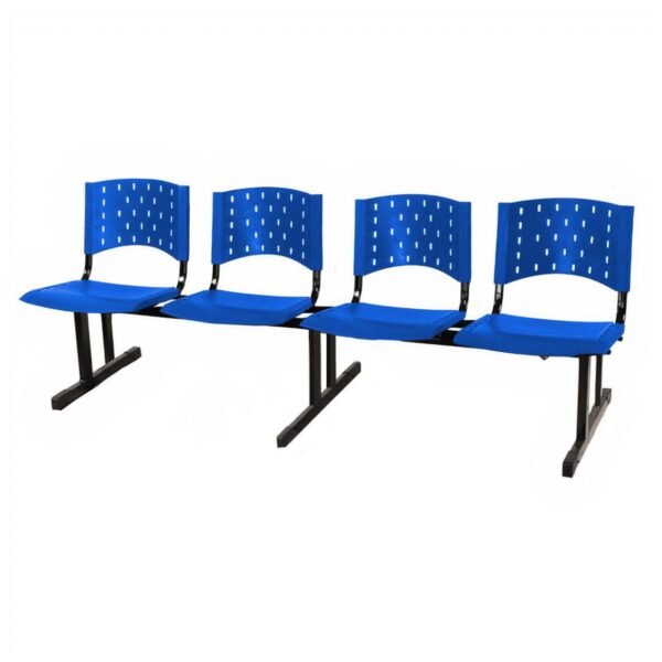 Cadeira Longarina PLASTICA 4 Lugares Cor Azul - REALPLAST - 33008