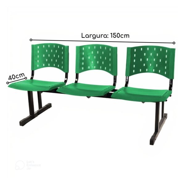Cadeira Longarina PLÁSTICA 03 Lugares - Cor VERDE - Realplast - 33069 - Image 2