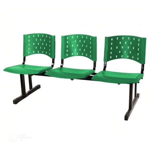 Cadeira Longarina PLÁSTICA 03 Lugares - Cor VERDE - Realplast - 33069