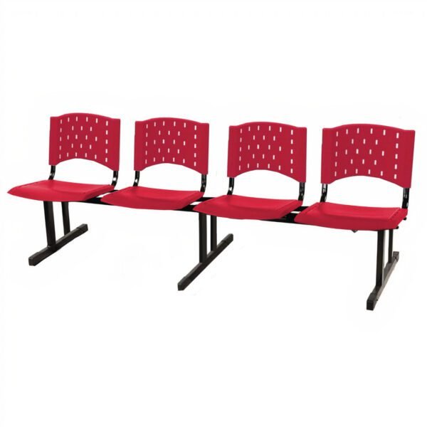 Cadeira Longarina PLASTICA 4 Lugares Cor Vermelho - REALPLAST - 33090