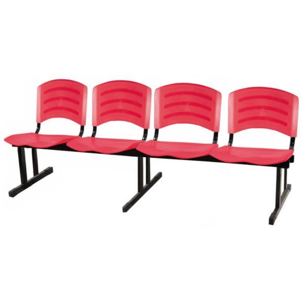 Cadeira Longarina PLASTICA 4 Lugares Cor Vermelho - 33096