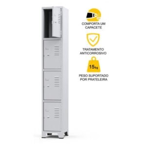 Armário Roupeiro de Aço c/ 04 Portas Pequenas – 1,96×0,33×0,35m – 74205