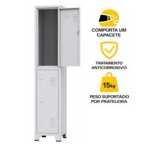 Armário Roupeiro de Aço c/ 02 Portas Grandes – 1,96×0,33×0,36m – 74201