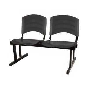 Cadeira Longarina PLÁSTICA 02 Lugares - Cor PRETO 33026