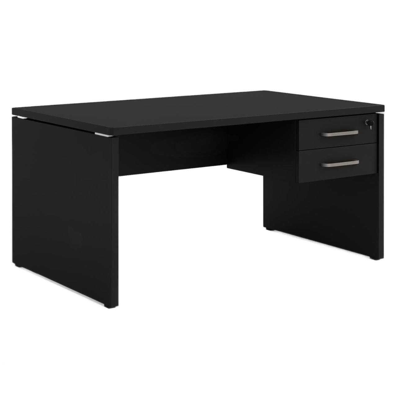 Mesa Escritório 1,50x0,60m - C/ Gavetas - PRETO/PRETO - 26021