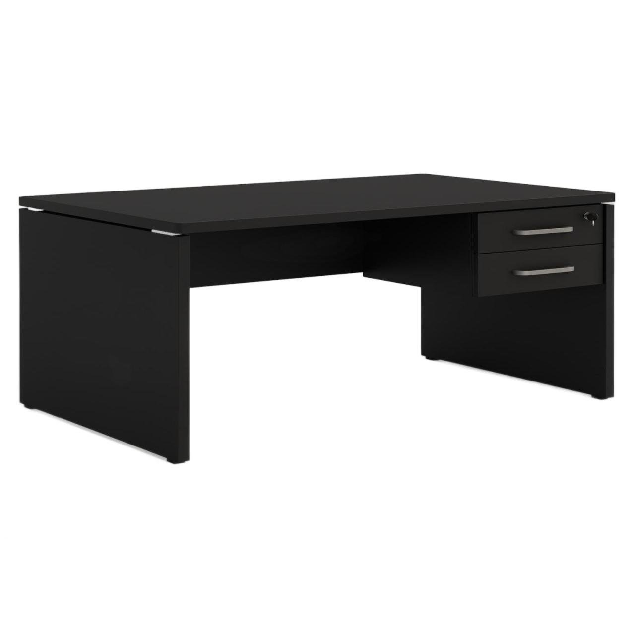 Mesa Escritório 1,70x0,70m - C/ Gavetas - PRETO/PRETO - 26022