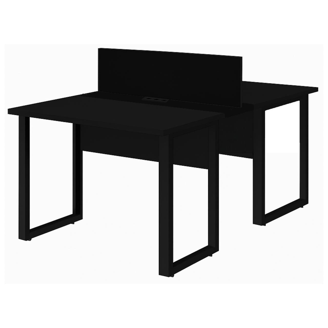 Mesa Dupla de Escritório PÉ QUADRO - 1,20x1,35m - S/ Gavetas - PRETO / PRETO - 26801