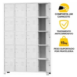 Armário Roupeiro de Aço c/ 20 Portas Pequenas – 1,96×1,23×0,36m – 10909